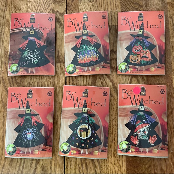 NWT Set of 6 Counted Cross Stitch BeWitched Halloween Clothespin Kits - Picture 2 of 11